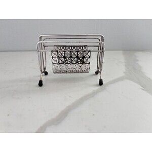 Vintage Mid Century Silver Napkin / Letter Holder 2 Slots Office Desk Storage